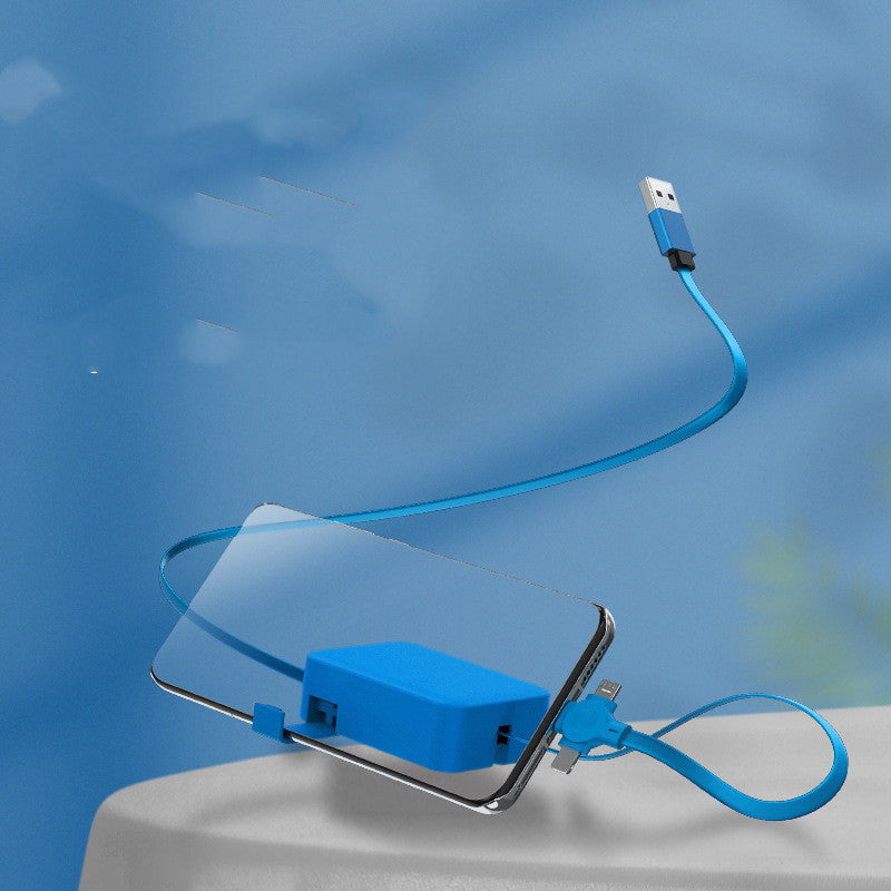 4 In 1 Retractable USB Cable Creative Type C Micro Cable With Phone Stand