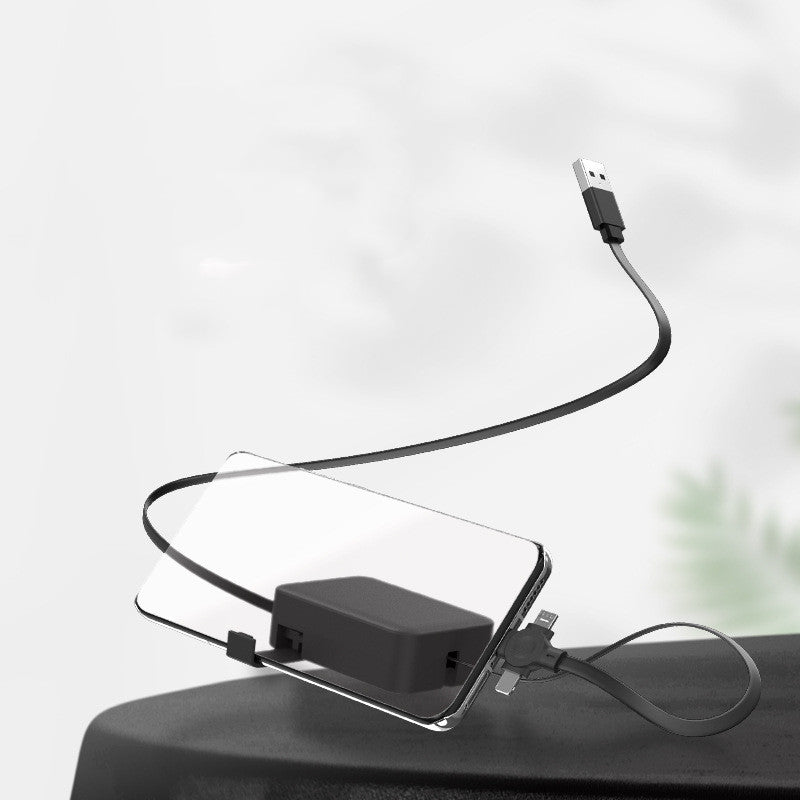 4 In 1 Retractable USB Cable Creative Type C Micro Cable With Phone Stand