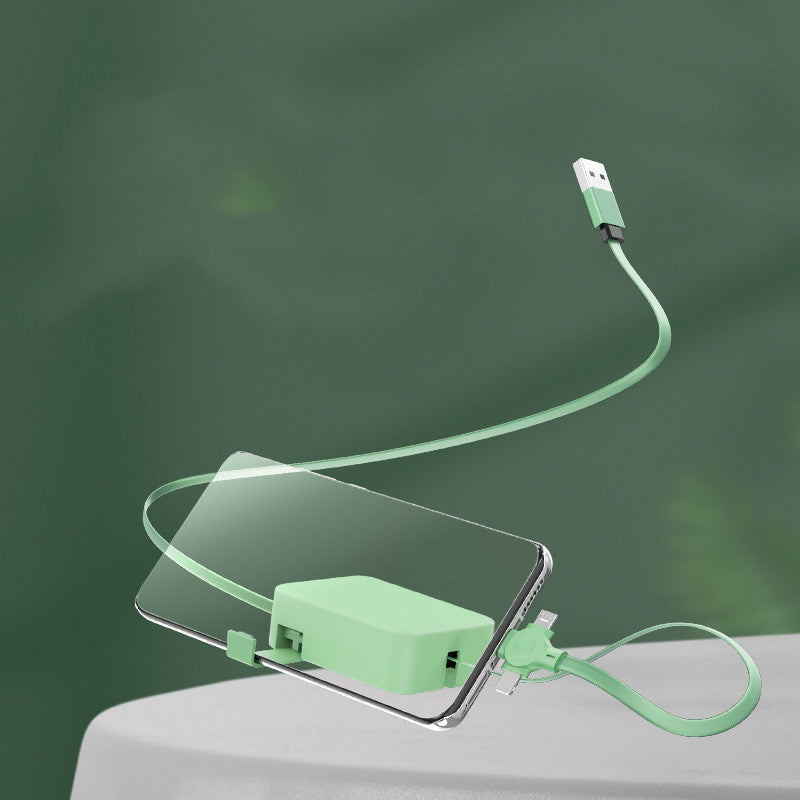 4 In 1 Retractable USB Cable Creative Type C Micro Cable With Phone Stand