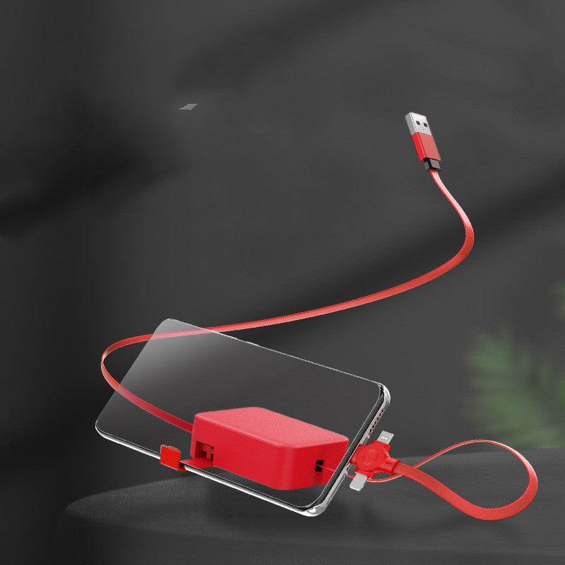 4 In 1 Retractable USB Cable Creative Type C Micro Cable With Phone Stand