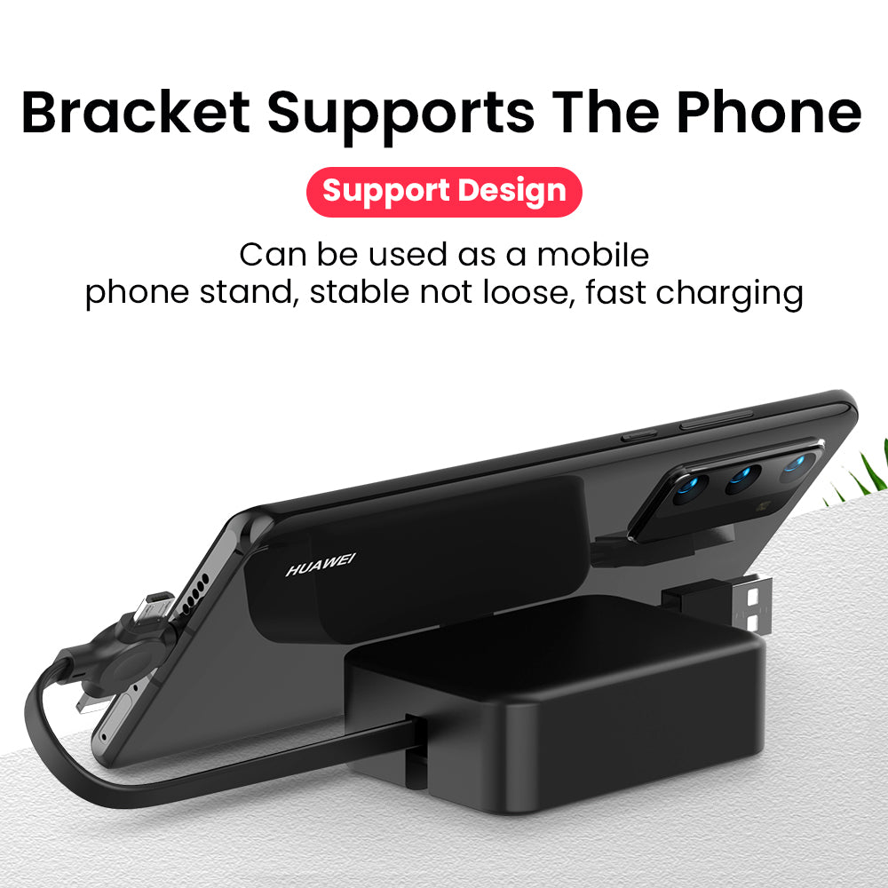 4 In 1 Retractable USB Cable Creative Type C Micro Cable With Phone Stand
