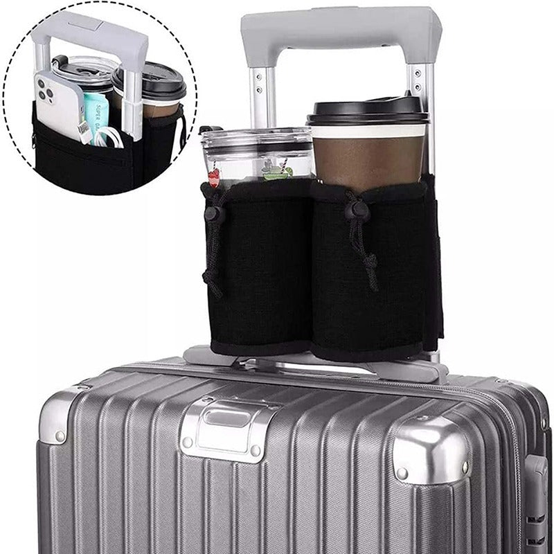 Bolsa para cochecito de equipaje de tela Oxford, bolsa para bebidas, cubierta de carrito de viaje, reposabrazos, portavasos de agua portátil