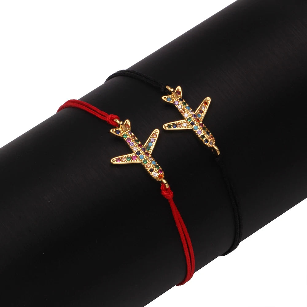 Cubic Zirconia Stones Delicate Airplane Bracelet