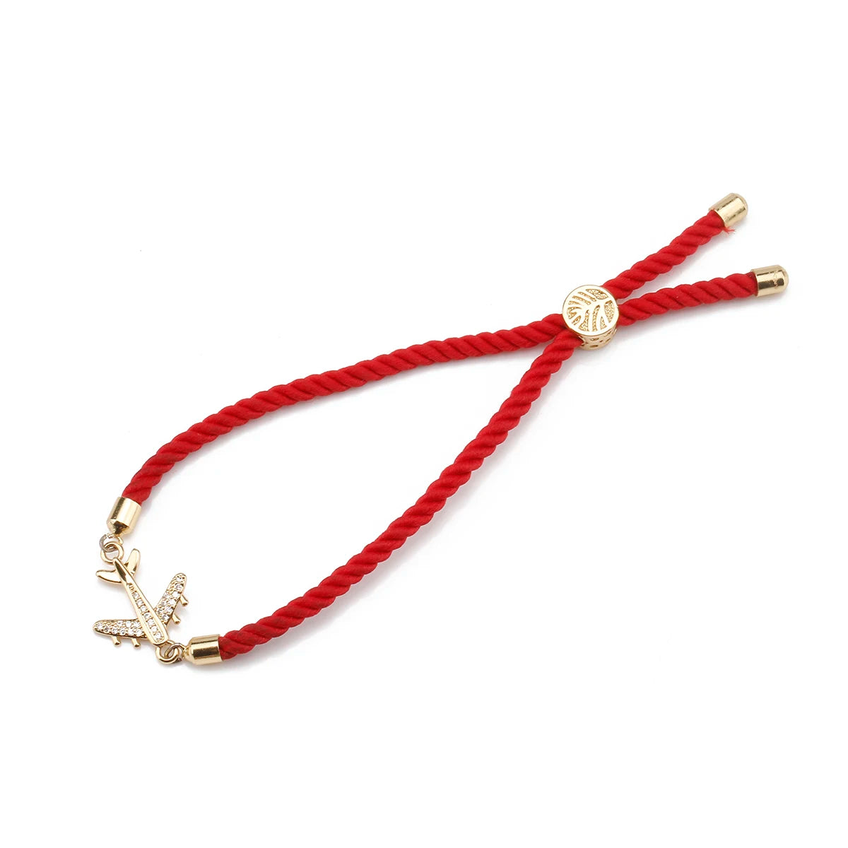 Cubic Zirconia Stone Gold-plated Copper Airplane Charm Bracelet