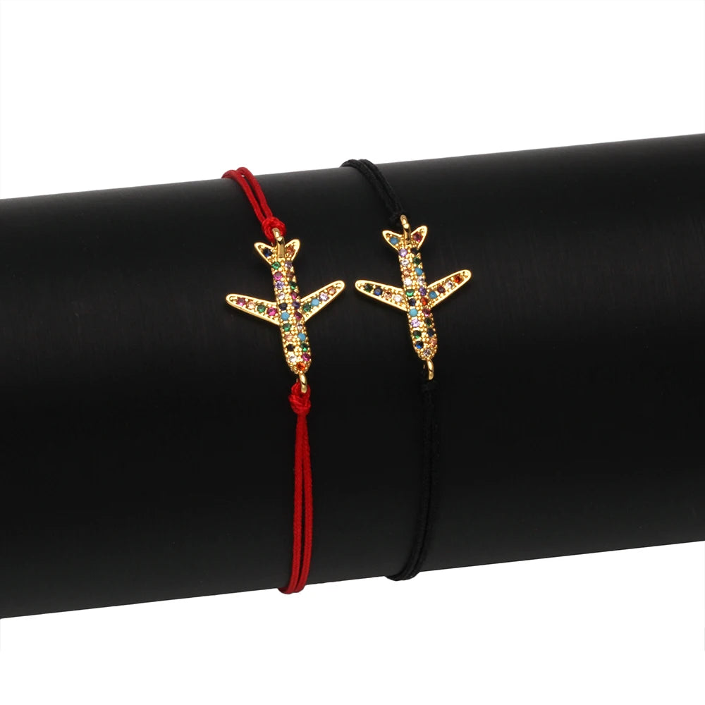 Cubic Zirconia Stones Delicate Airplane Bracelet