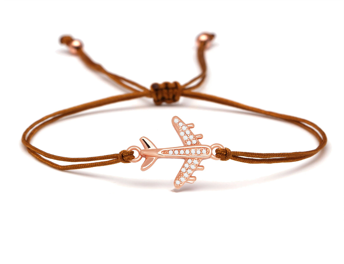 Cubic Zirconia Brass Plane Charm Bracelet