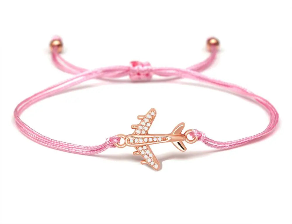 Cubic Zirconia Brass Plane Charm Bracelet