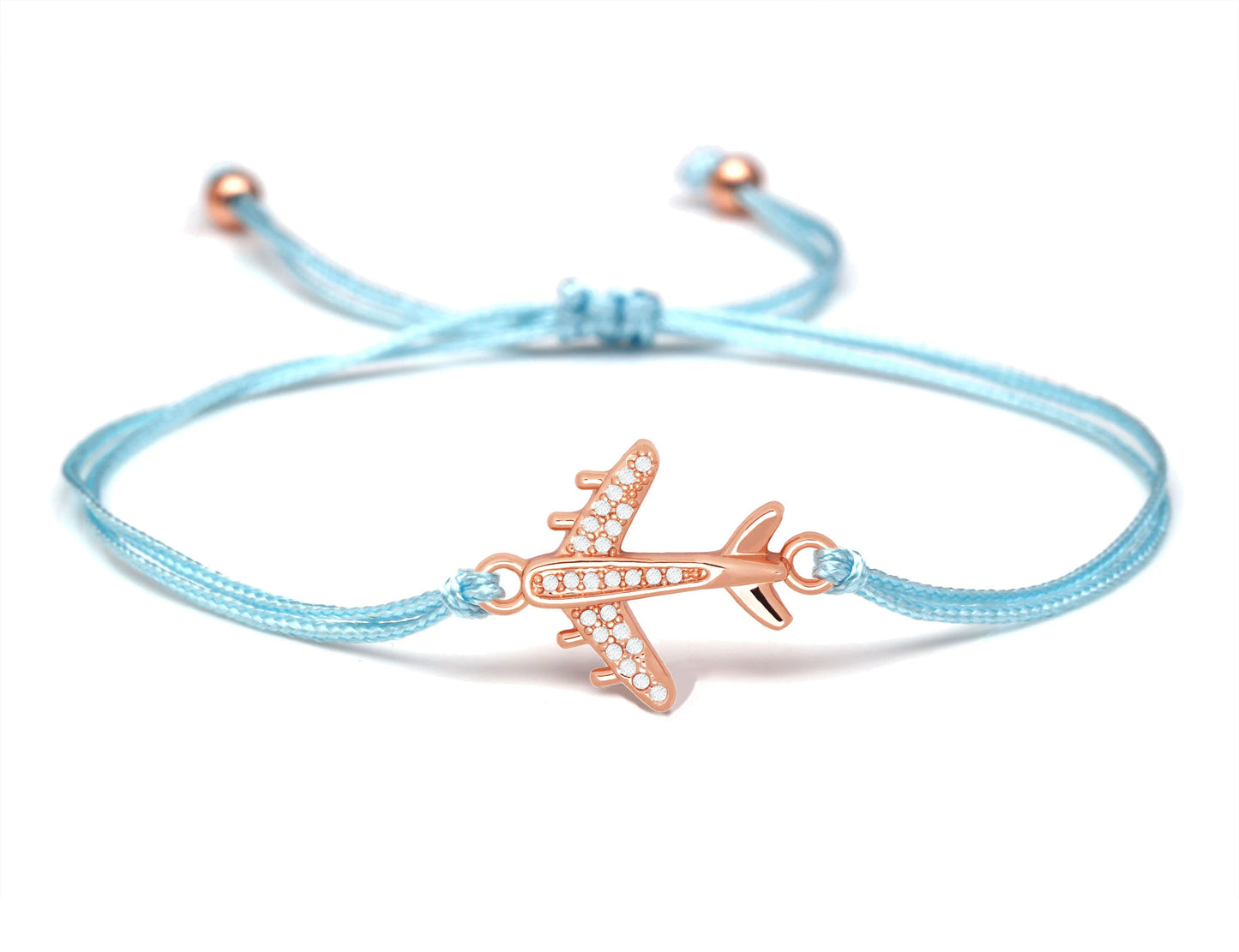 Cubic Zirconia Brass Plane Charm Bracelet