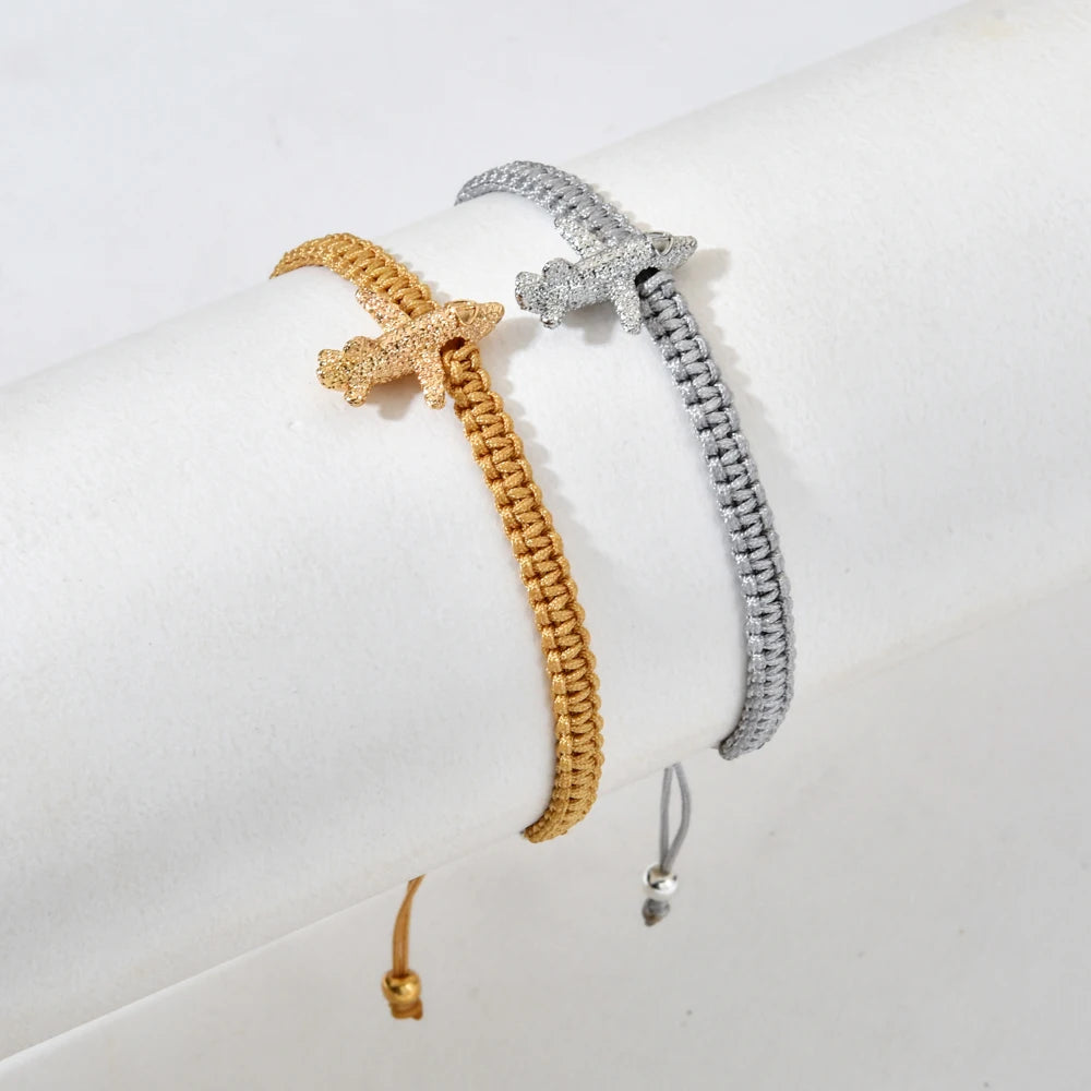 Airplane Brass Plane Charm Bracelet