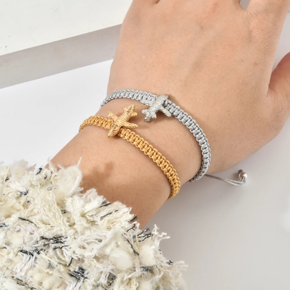 Airplane Brass Plane Charm Bracelet