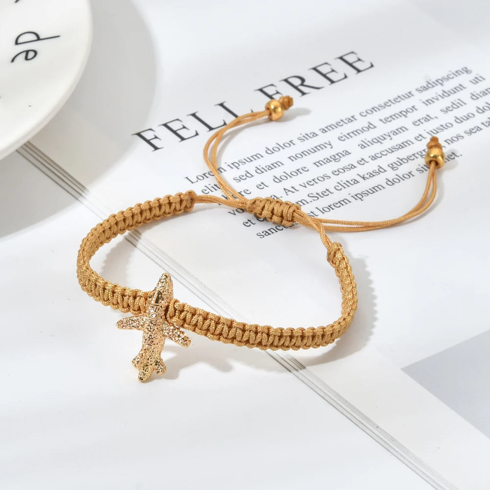 Airplane Brass Plane Charm Bracelet