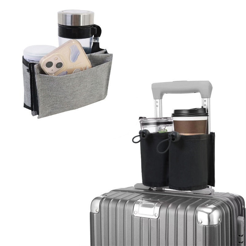 Bolsa para cochecito de equipaje de tela Oxford, bolsa para bebidas, cubierta de carrito de viaje, reposabrazos, portavasos de agua portátil