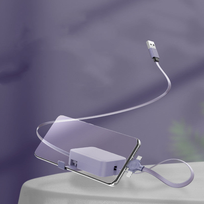 4 In 1 Retractable USB Cable Creative Type C Micro Cable With Phone Stand