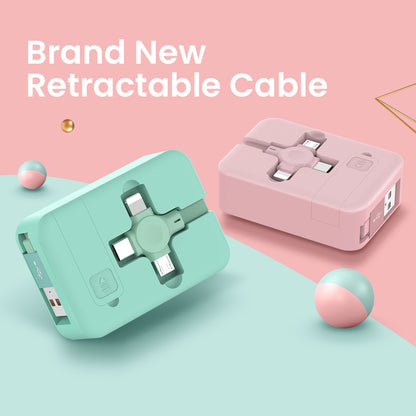 4 In 1 Retractable USB Cable Creative Type C Micro Cable With Phone Stand