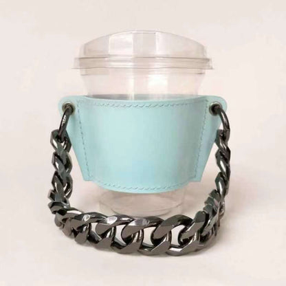 PU Leather Portable Detachable Chain Coffee Cup Holder