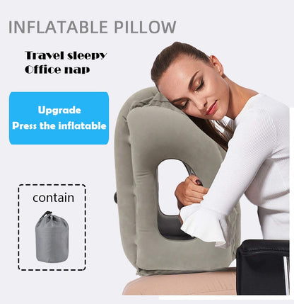 Inflatable Cushion Travel Airplane Pillows Neck Chin Head Support