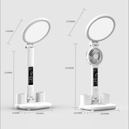 LED Clock Table Lamp USB Plug-in LED Fan Light Foldable