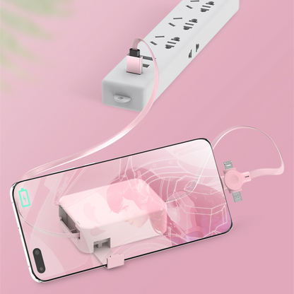 4 In 1 Retractable USB Cable Creative Type C Micro Cable With Phone Stand