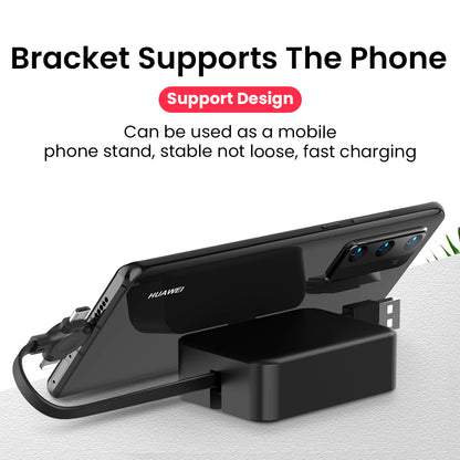 4 In 1 Retractable USB Cable Creative Type C Micro Cable With Phone Stand