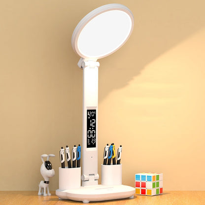 LED Clock Table Lamp USB Plug-in LED Fan Light Foldable