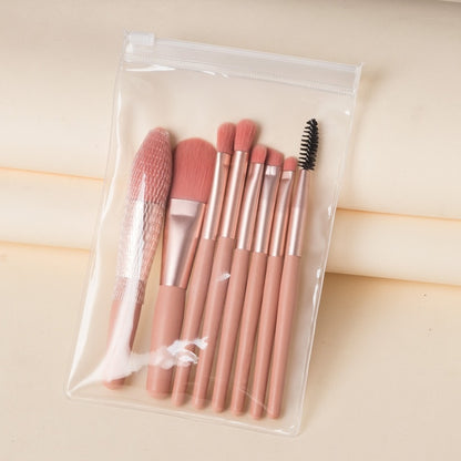 Set de Mini Brochas de Maquillaje Portátiles de Viaje: Colección de Belleza de 8 Piezas - Brochas de Maquillaje