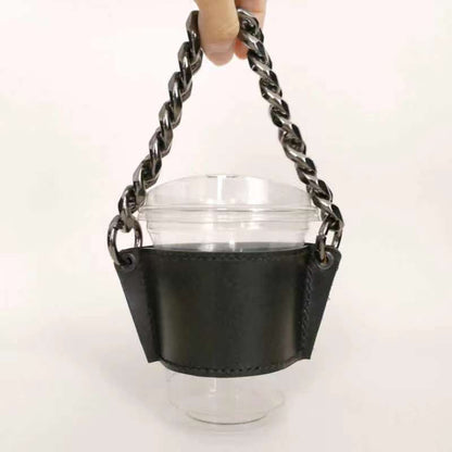 PU Leather Portable Detachable Chain Coffee Cup Holder