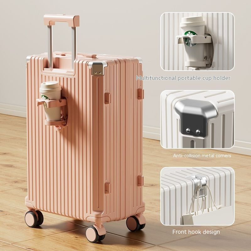 Hard Shell Luggage with Integrated Cup Holder