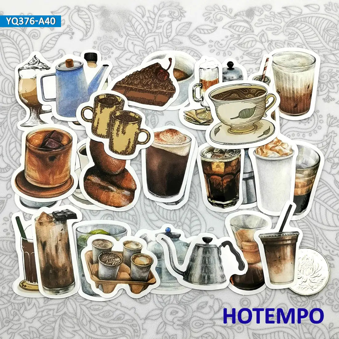 40PCS Coffee Drinks Mini Stickers