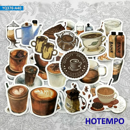 40PCS Coffee Drinks Mini Stickers