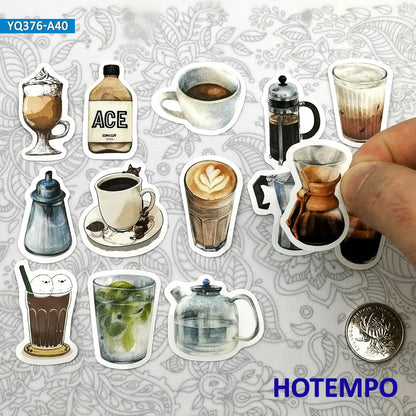 40PCS Coffee Drinks Mini Stickers