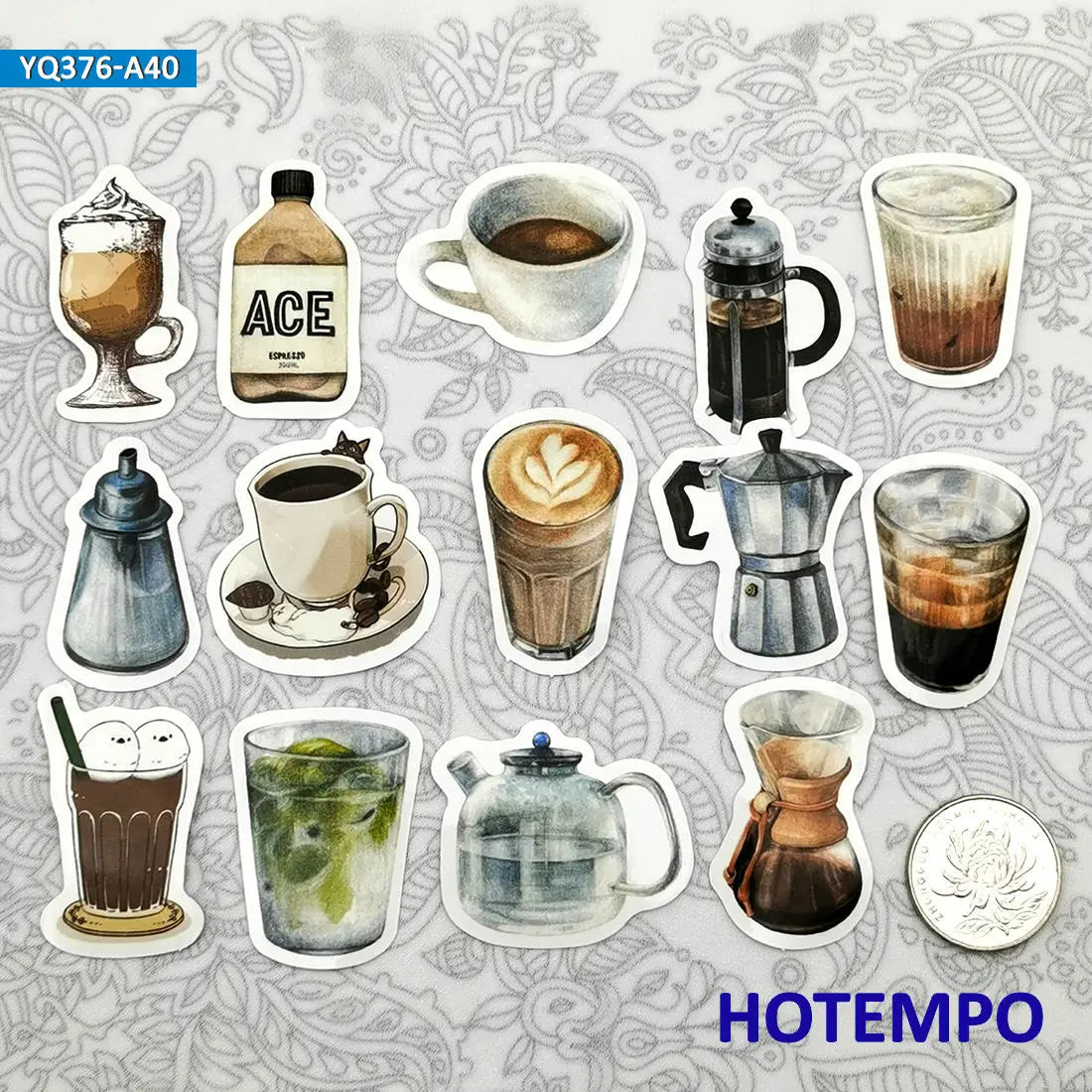 40PCS Coffee Drinks Mini Stickers