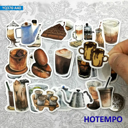 40PCS Coffee Drinks Mini Stickers