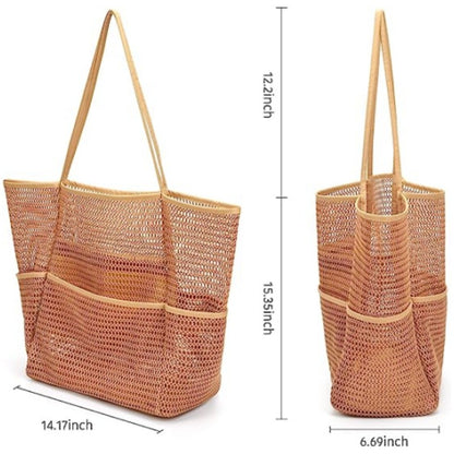 Portable Travel Mesh Beach Bag Shoulder Handbag