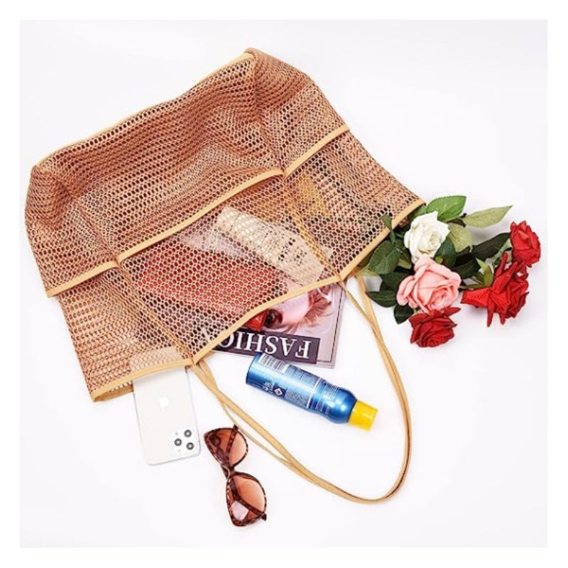 Portable Travel Mesh Beach Bag Shoulder Handbag