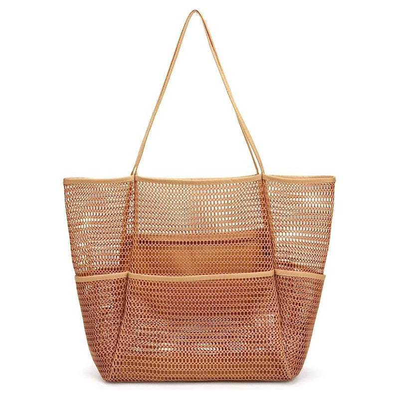 Portable Travel Mesh Beach Bag Shoulder Handbag