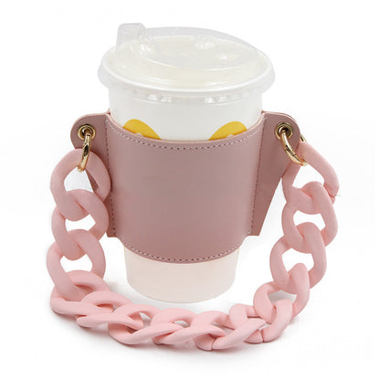 PU Leather Portable Detachable Chain Coffee Cup Holder