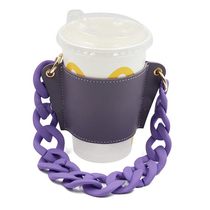 PU Leather Portable Detachable Chain Coffee Cup Holder