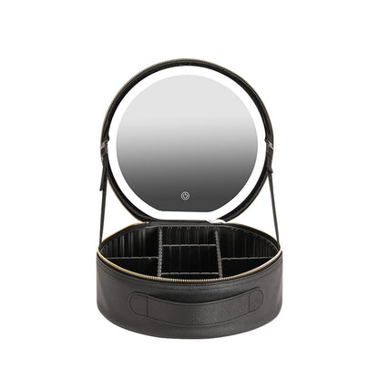 Round Smart LED Makeup Bag With Mirror Lights