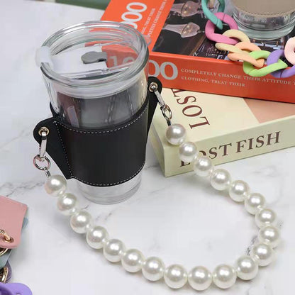 PU Leather Portable Detachable Chain Coffee Cup Holder